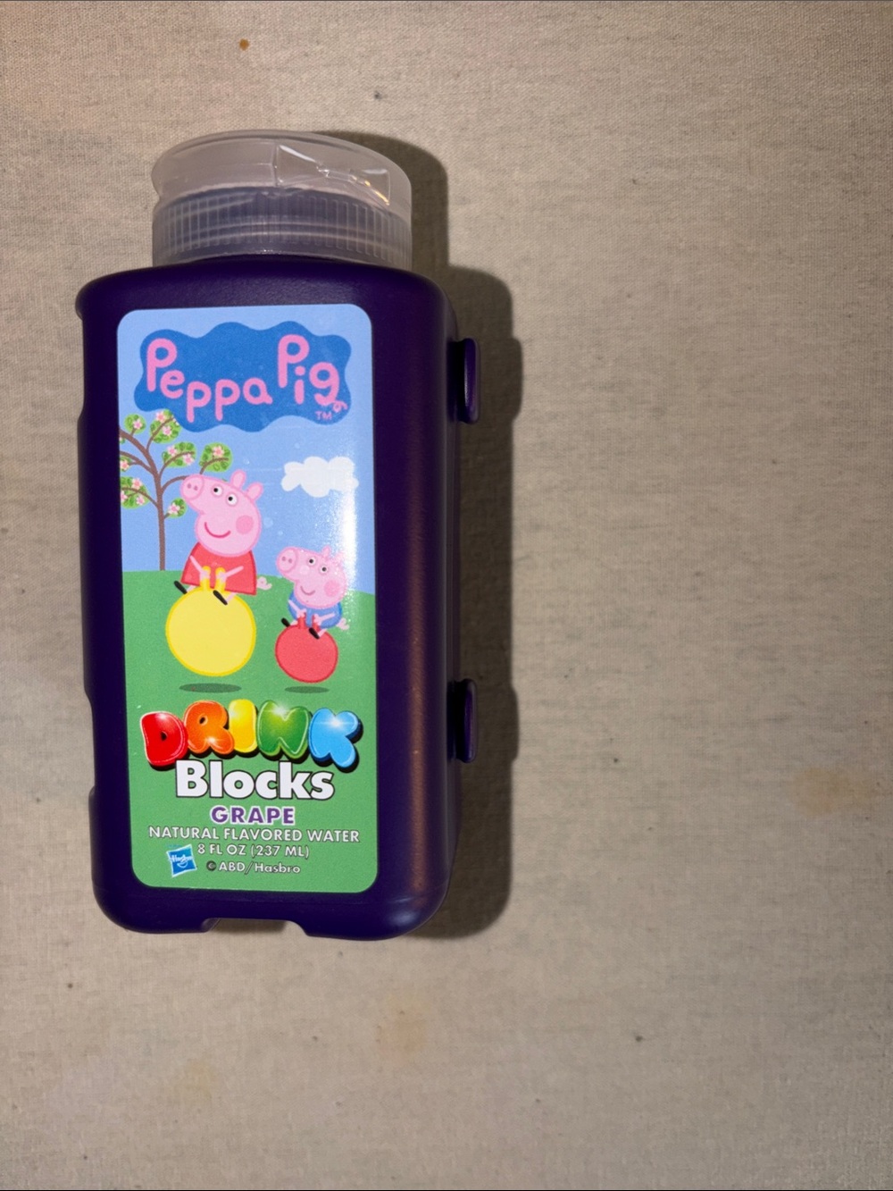 Vintage Collectible Peppa Pig Purple Drink Blocks Grape Toy Bottle